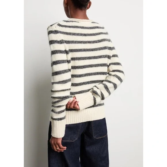 Alex Mill Raya Striped Sweater in White/Ash, Size M - Picture 3 of 9